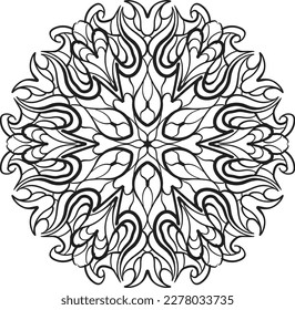 Relaxing mandala coloring black and white anti stress meditation