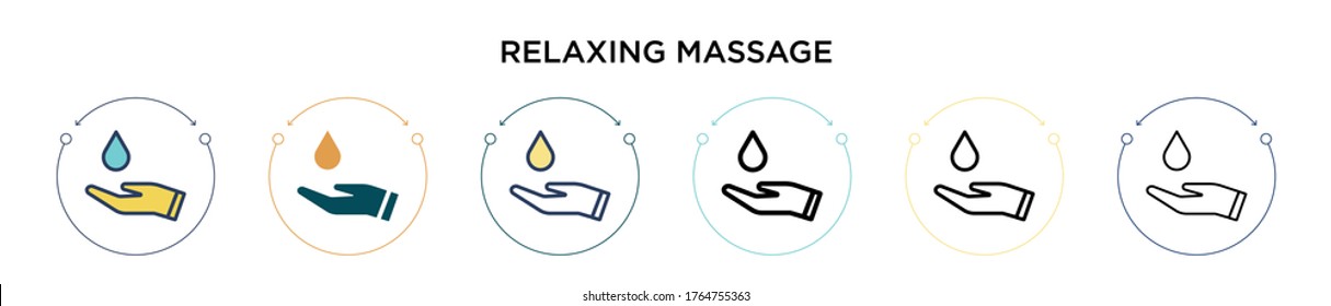 Relaxing massage icon in filled, thin line, outline and stroke style. Vector illustration of two colored and black relaxing massage vector icons designs can be used for mobile, ui, web