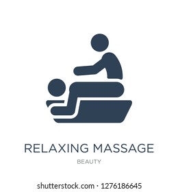 relaxing massage icon vector on white background, relaxing massage trendy filled icons from Beauty collection, relaxing massage vector illustration