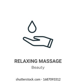 Relaxing massage outline vector icon. Thin line black relaxing massage icon, flat vector simple element illustration from editable beauty concept isolated stroke on white background