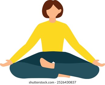 Sesión de meditación relajante para la atención plena y la paz. Una mujer meditando en una posición de piernas cruzadas, representando la paz y la atención plena