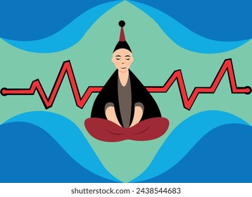 Relaxing monk in a lotus pose
