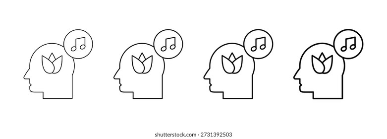 Vector Relajante De Los Iconos De La Música Fijado En Estilo Diferente De La Línea Del Trazo