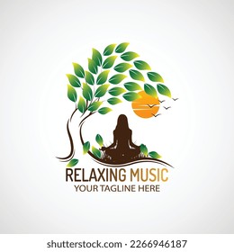 Relaxing music logo template design, Meditation music logo.