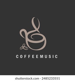 relaxing music with morning coffee logo icon