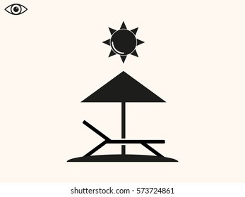 relaxing on the beach, umbrella, sun, beach chair, icon, vector illustration eps10
