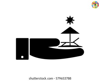 relaxing on the beach, umbrella, sun, beach chair, icon, vector illustration eps10
