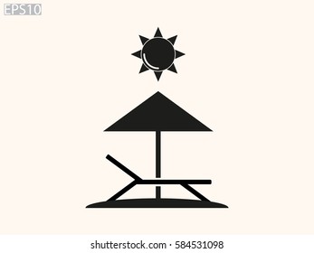 relaxing on the beach, umbrella, sun, beach chair, icon, vector illustration eps10
