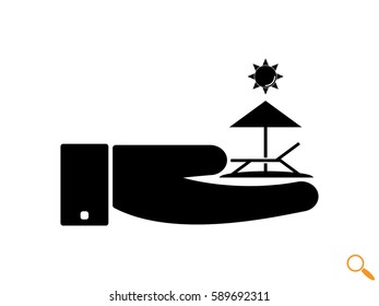 relaxing on the beach, umbrella, sun, beach chair, icon, vector illustration eps10
