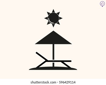 relaxing on the beach, umbrella, sun, beach chair, icon, vector illustration eps10
