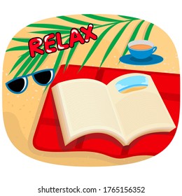 Relaxing on the beach vector wallpaper background