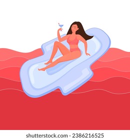 Relaxing on Sanitary Pad. Comfort concept.