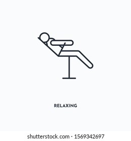 Relaxing outline icon. Simple linear element illustration. Isolated line Relaxing icon on white background. Thin stroke sign can be used for web, mobile and UI.