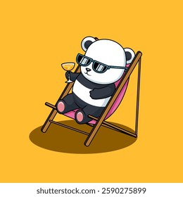 Relaxing Panda on Beach Chair Illustration