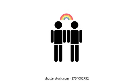 Relaxing Pastel Rainbow Concept,LGBT Icon/symbol,Transgender Icon In Simple Outline,Same Sex Couple Icon, Vector Gender Sign,vector Illustration For Graphic Design,human Rights Sign For Homosexuality