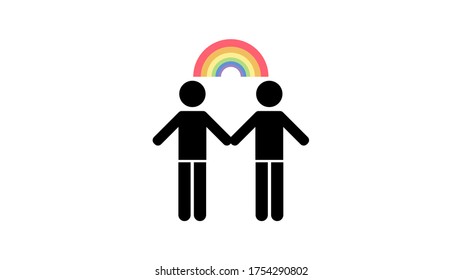 Relaxing Pastel Rainbow Concept,LGBT Icon/symbol,Transgender Icon In Simple Outline,Same Sex Couple Icon, Vector Gender Sign,vector Illustration For Graphic Design,human Rights Sign For Homosexuality