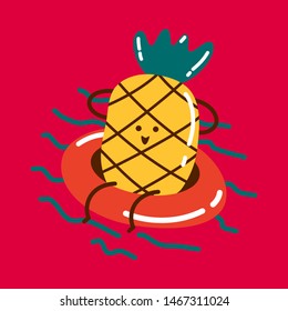 Relaxing pineapple at the beach