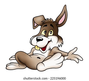 Relaxing Rabbit - Cartoon Illustration, Vector