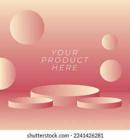 relaxing red gradient background podium for product presentation 3d render 3d illustration