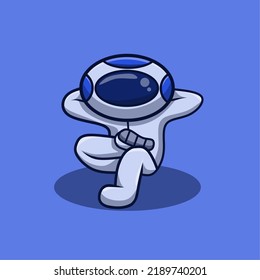 relaxing robot cartoon. flat design illustration