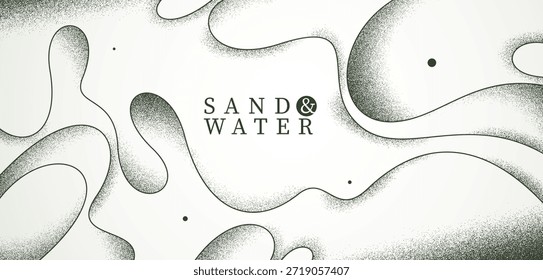 Relajante fondo abstracto de Vector de las olas de la orilla del mar, líneas lineales con curvas en forma de contornos y texturas de arte, Fondo de pantalla de ilustración de playa de océano calmante y calmante.