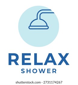 Icono relajante de la cabeza de ducha con el texto en el icono del fondo blanco