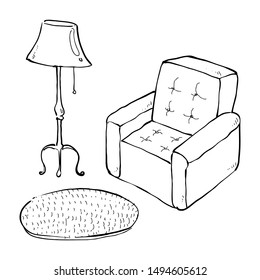 relaxing sofa in the room doodle
