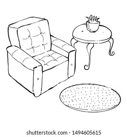 relaxing sofa in the room doodle