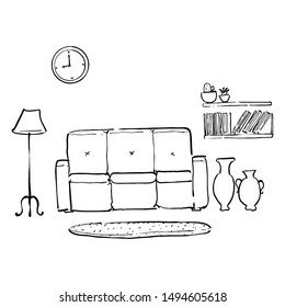 relaxing sofa in the room doodle