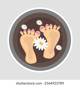 Relaxing Spa Foot Soak Vector Illustration Sticker. Vector sticker of a peaceful spa foot soak. Ideal for relaxation and wellness themes