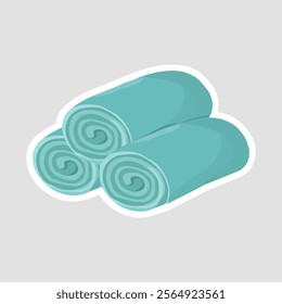 Relaxing Spa Towel Vector Illustration Sticker. Vector sticker of a folded spa towel. Great for wellness, spa, and relaxation graphics