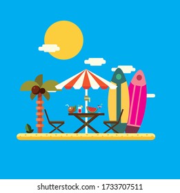 Relaxen und Surfen-Illustrationsformat