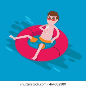 Relaxing at swimming pool