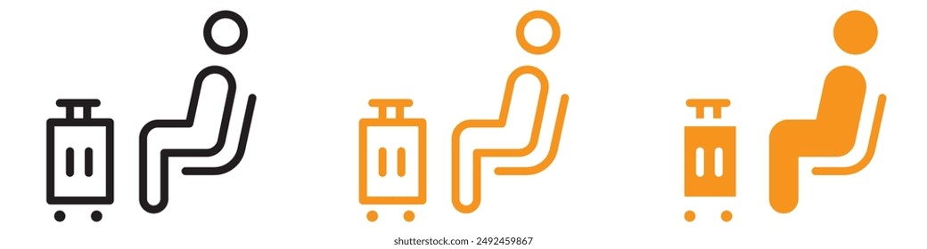 Relaxing Traveler Sitting in the Airport Lounge Icon for Travel and Hospitality Graphics Perfect for Representing Airport Lounges and Travel Relaxation