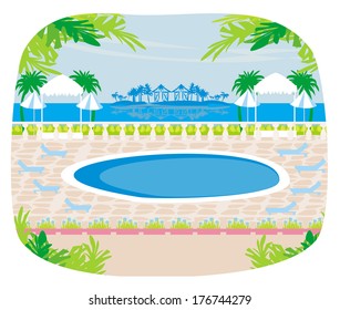 Relaxing tropical swimming pool.