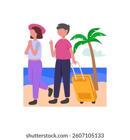 Relaxing Vacation Time Away Flat Vector Illustration