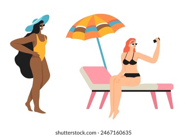 Diseño de Vector de playa relajante para mujer