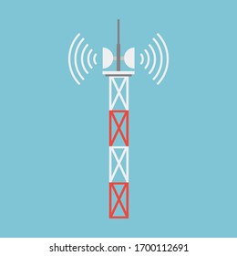 Relay antenna tower mast flat design vector graphics