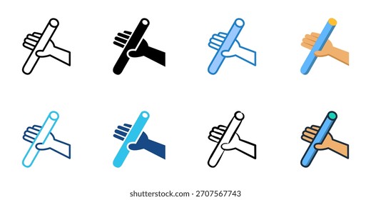 Relay Baton icon set multiple style vector collection 

