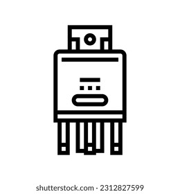 transmitir el vector de icono de la línea de componentes electrónicos. señal de componentes electrónicos de retransmisión. símbolo de contorno aislado ilustración negra