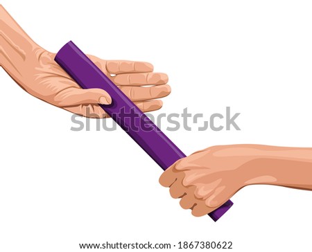 relay, passing a baton to the partner, vector