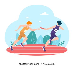 Relay Race. Athletics Vector. Illustration