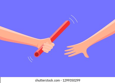 Relay race. Concept of teamwork. working together of business. Vector illustration