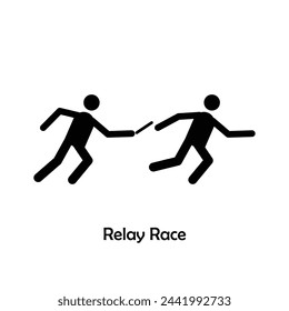 Relay Race flat black icon vector isolated on white background. Olympic Sports.