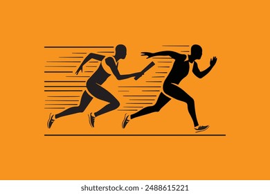 a relay race silhoueete victor image illustration