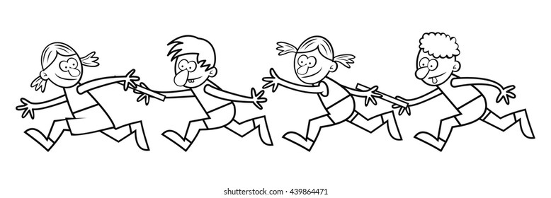 Relay races, coloring book, vector icon