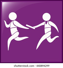 Relay running icon on purple background illustration