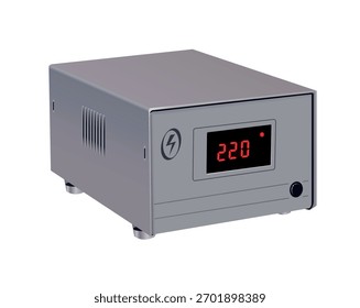 Relay voltage stabilizer on a white background. Vector 3d illustration
