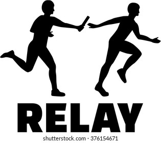 Relay word with two people passing baton