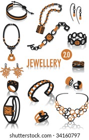 Release 2.0 of two-tone silhouettes of jewellery, part of a collection of fashion and lifestyle objects